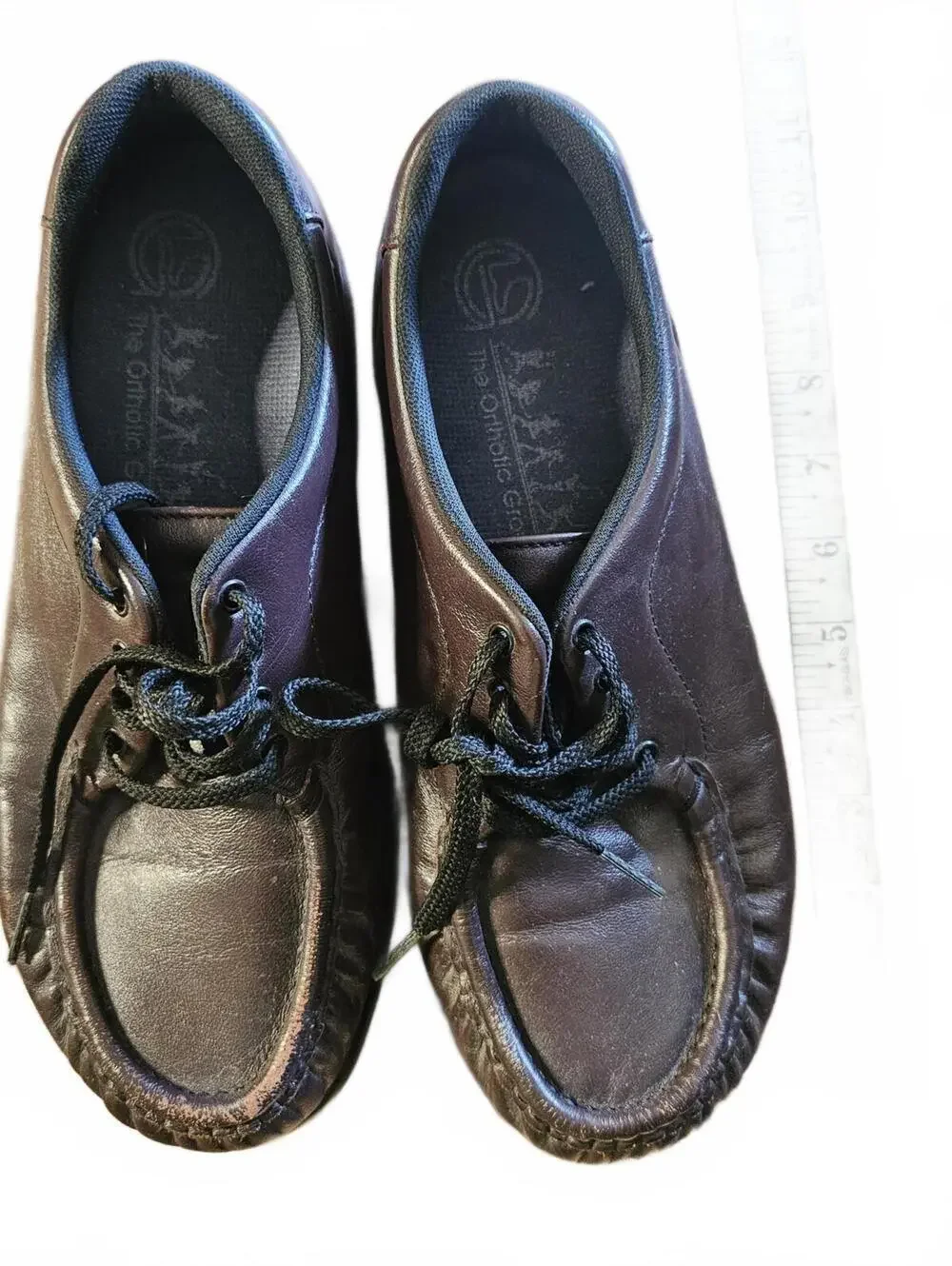 Black Leather Lace-Up Moccasin Comfort Shoes